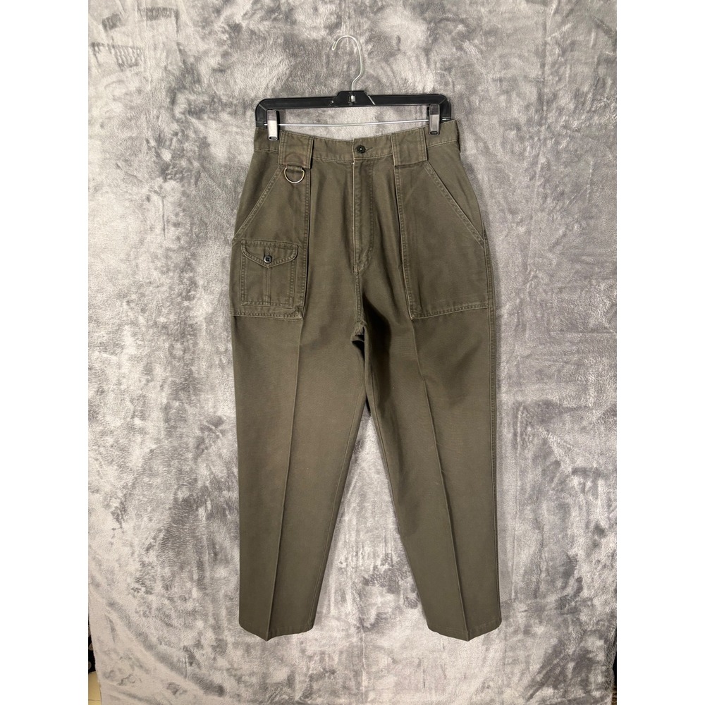 Vintage Olive Green High Waisted Cargo Pants Utility Military D-Ring Trousers 29